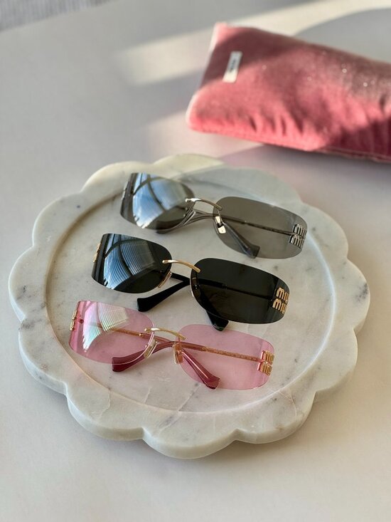 Miu Miu Women Sunglasses Silver Mirror Gradient Rectangle Rimless MUA51S 1BC10Y main image 4